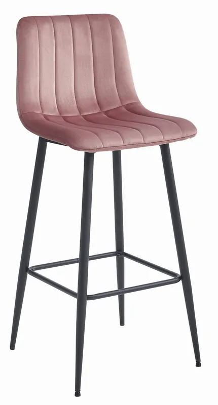 Set tří barových židlí POZZA sametové růžové (černé nohy) 3 ks Omezená Nabídka