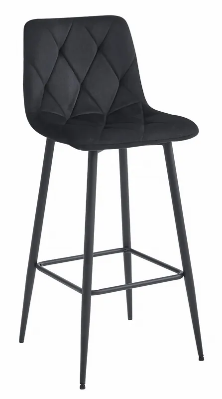 Must-Have Set tří barových židlí NADO sametové černé (černé nohy) 3 ks