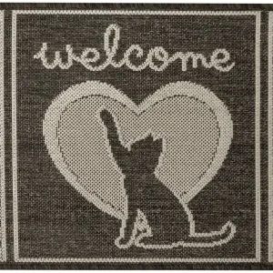 Oblíbený Rohožka FLEX 119149/80 Welcome, kočka, grafitová / stříbrná