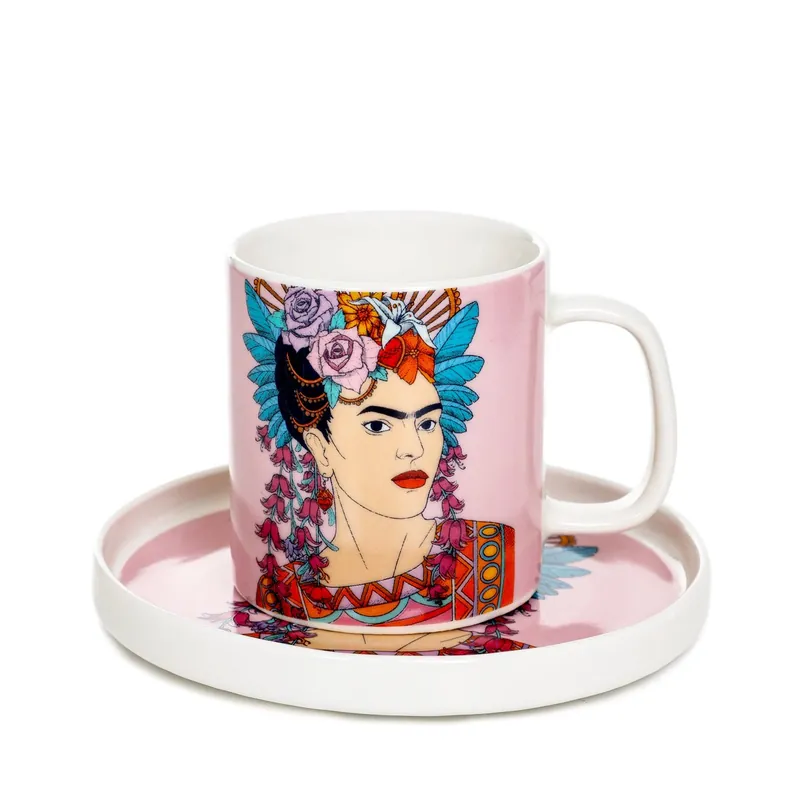 Oblíbený Šálek FRIDA KÁHLO s podšálkem, fialový 888781 200 ml