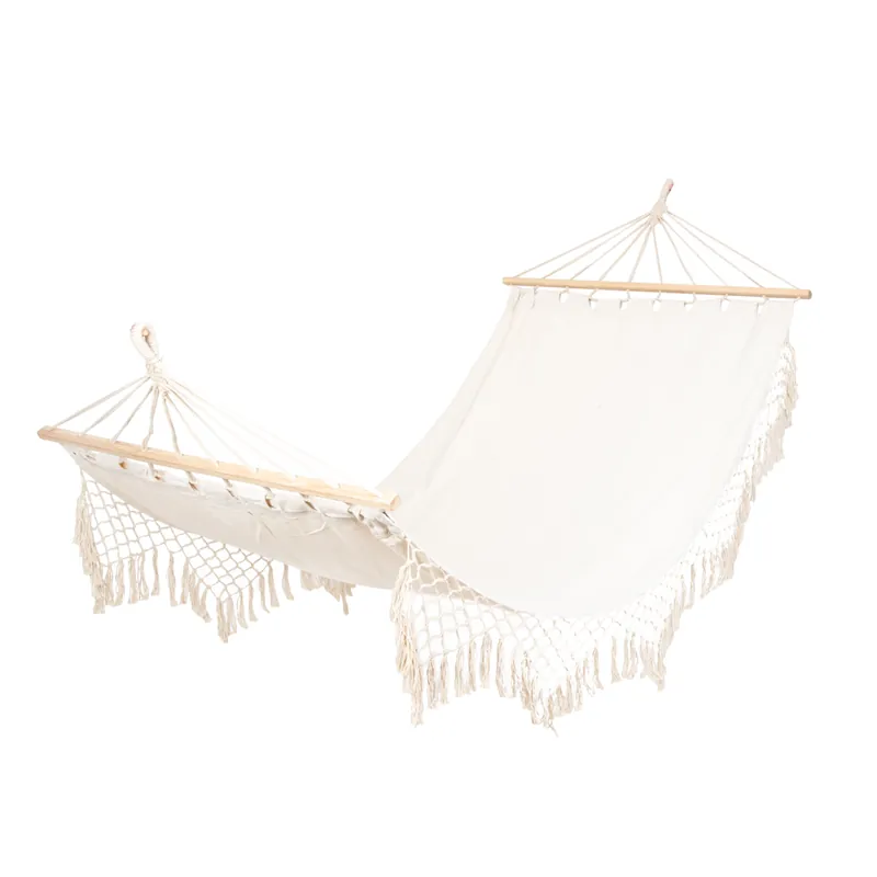 Jednomístná houpací síť WOBBLE 100x200 cm boho, béžová 890111 Horká Nabídka