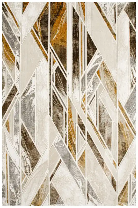 Koberec Elisa PF132 geometrický, hnědý / zlatý Víkendová Akce