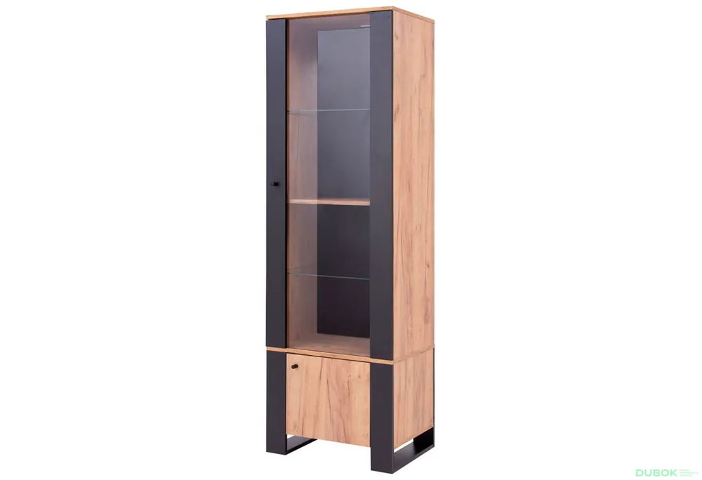 Vitrína 1d1w dub craft zlatý Wood Poslední Šance