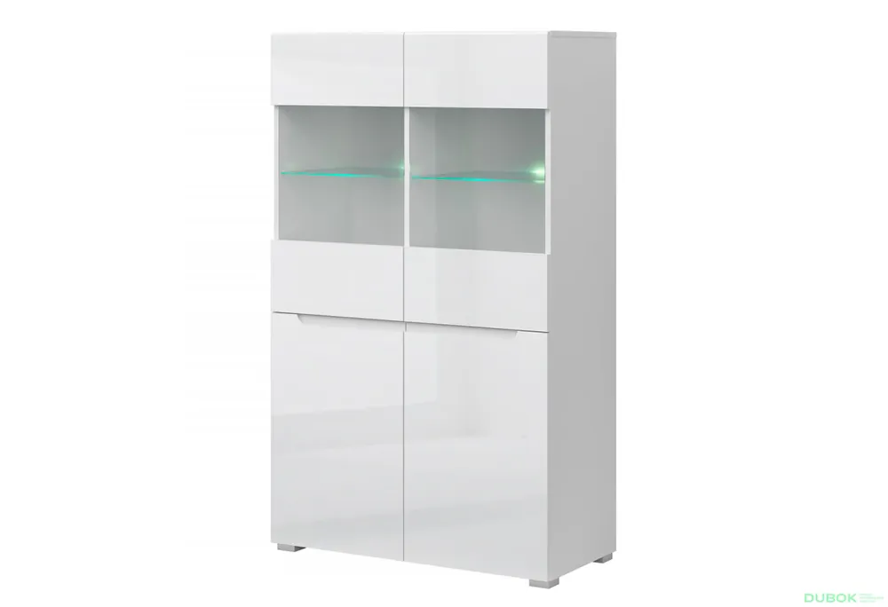 Must-Have Vitrína 2d2w bílý lesk Yolk