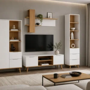 Nová Kolekce Obývací sestava 2.8 m bílá / dub kamenný Neptun