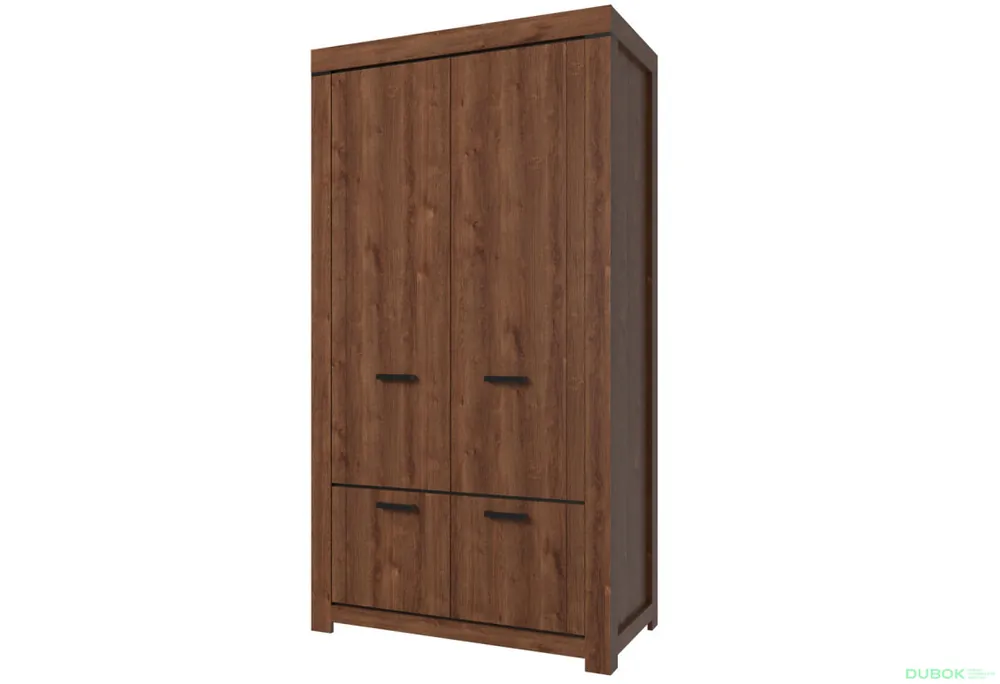 Koupit Online Skříň čtyřdveřová Brass 111.8x210x60 cm Hnědý dub
