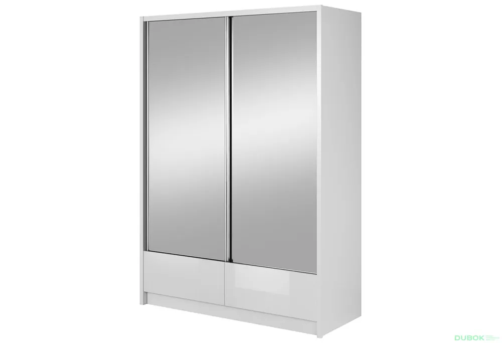 Skříň Aria II 150 bílý / bílý lesk Speciální Cena