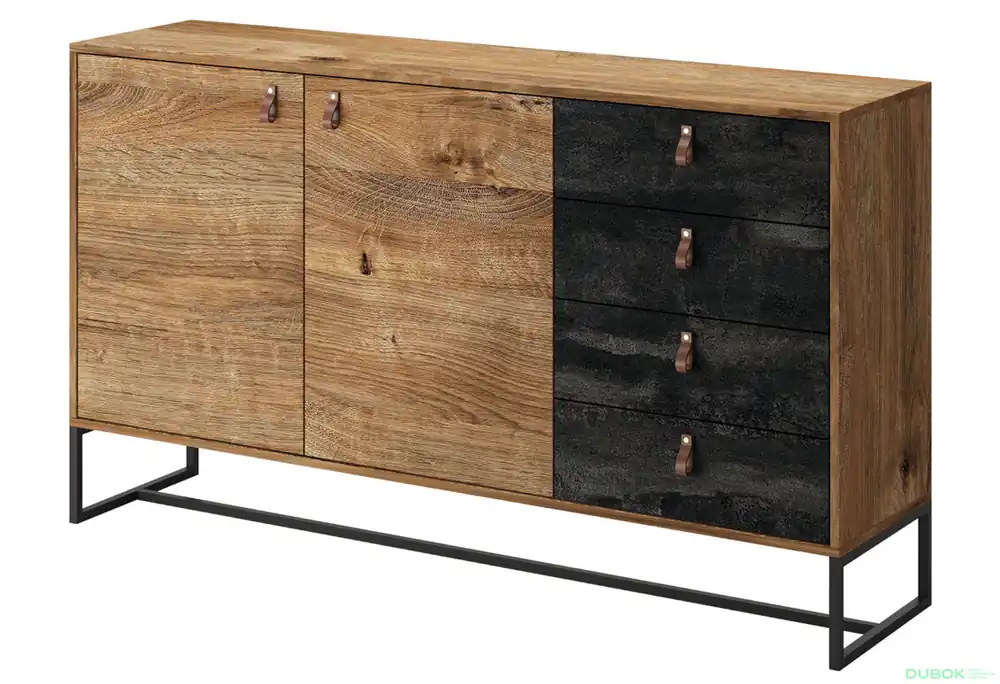 Komoda DK153 dub ribbeck / černý kámen Dark Vrácení Zdarma