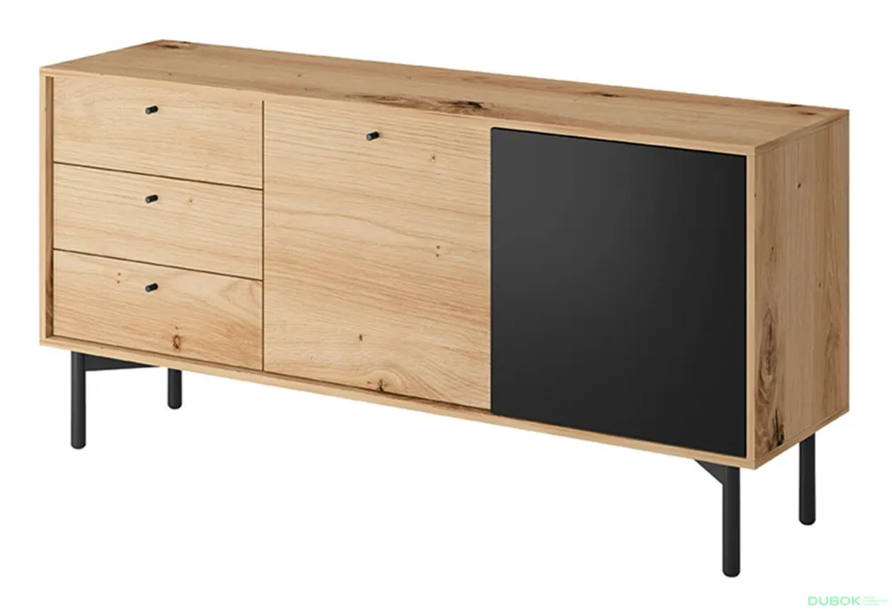 Komoda FK151 dub artisan / perleťově černá Flow Časově Omezené