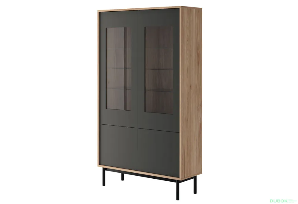 Vitrína BWT104 jackson hickory / grafit Basic Nejlepší Cena