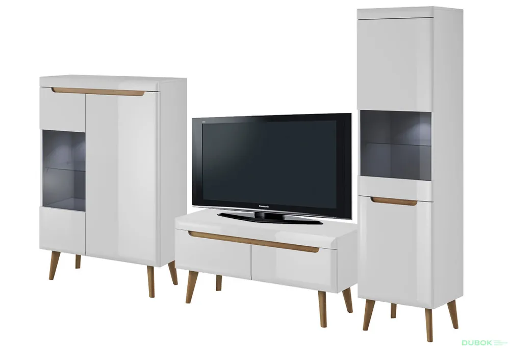 Nejlepší Volba Obývací sestava 2.5 m Nordi bílá / bílý lesk