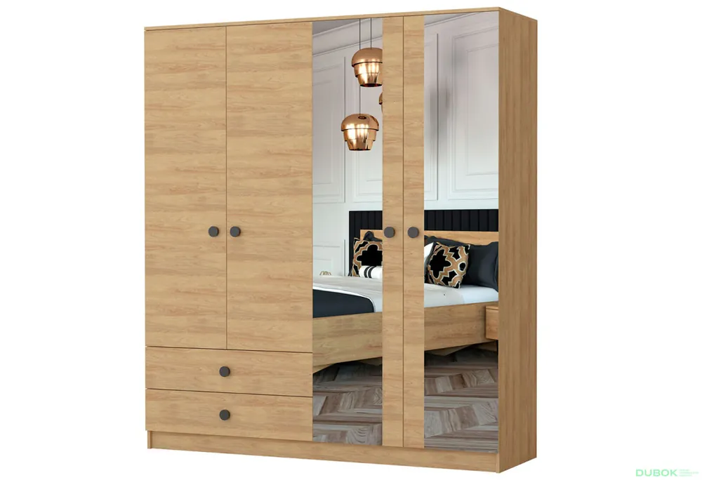 Skříň 4D Lux hickory přírodní + černá Idczak meble Rychlé Dodání
