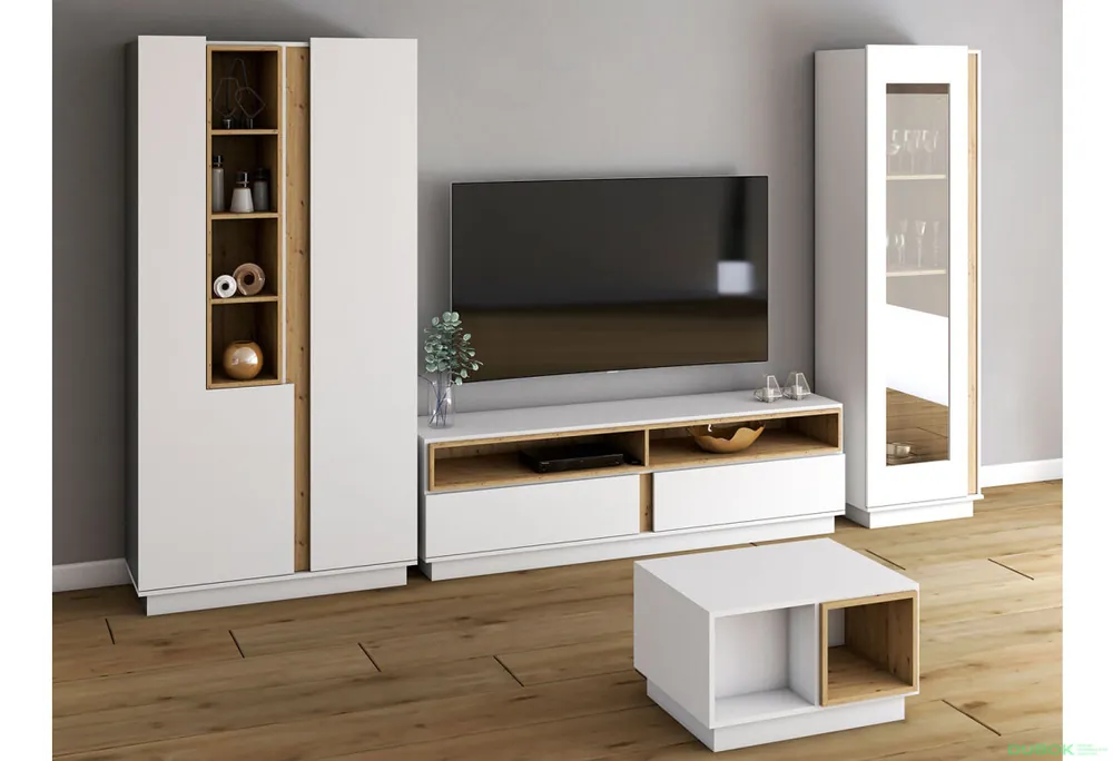 Cenový Hit Obývací sestava 3.4 m bílá, artisan / bílý Grey Idczak meble