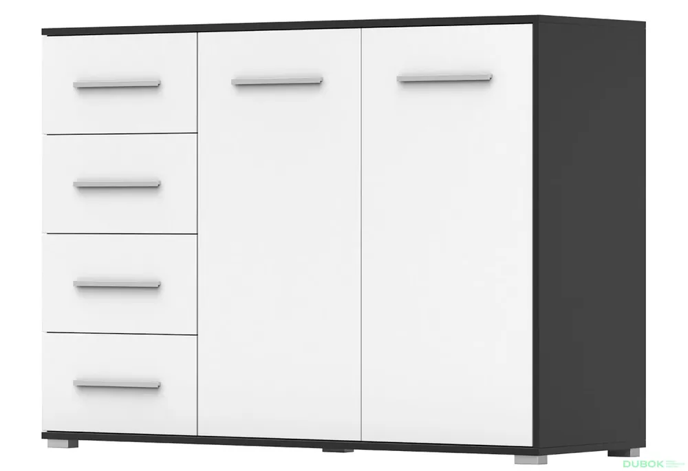 Značkový Komoda Frida 01 135 2D4S černý / bílý
