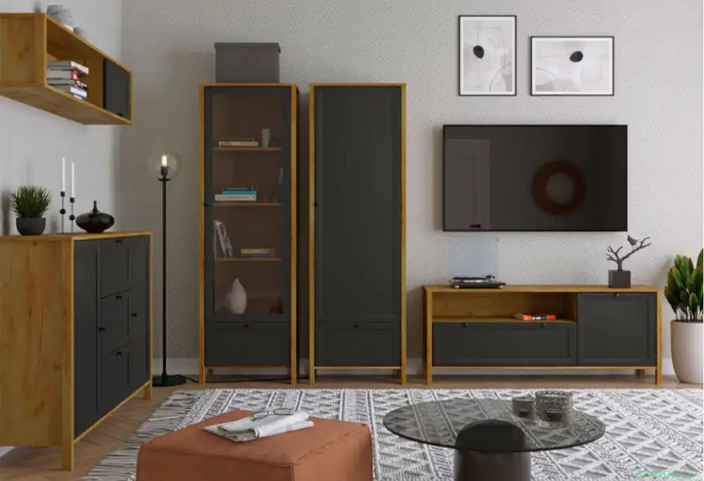 Obývací sestava I Brent dub craft zlatý / černý Nakupujte Hned