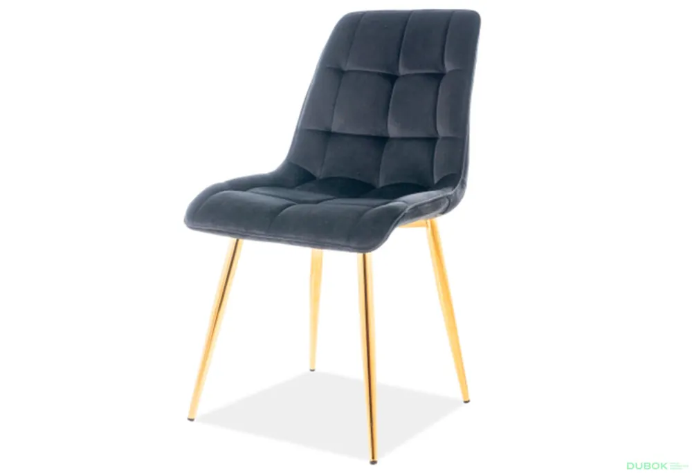 Sleva Židle Chic Velvet černý Bluvel 19, zlatý kov