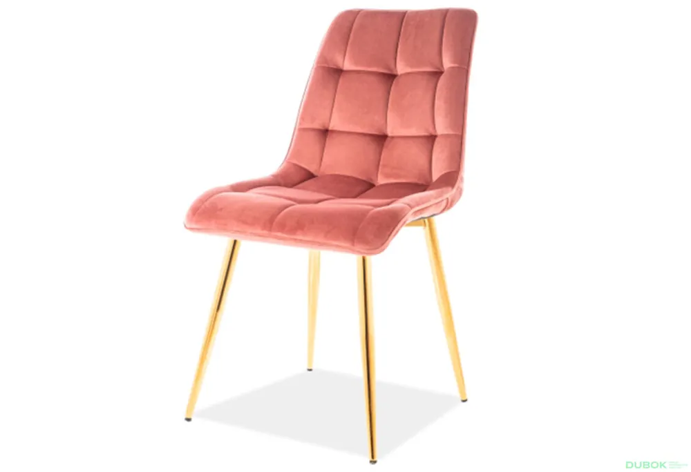 Židle Chic Velvet starorůžová Bluvel 52, zlatý kov Bezpečná Platba