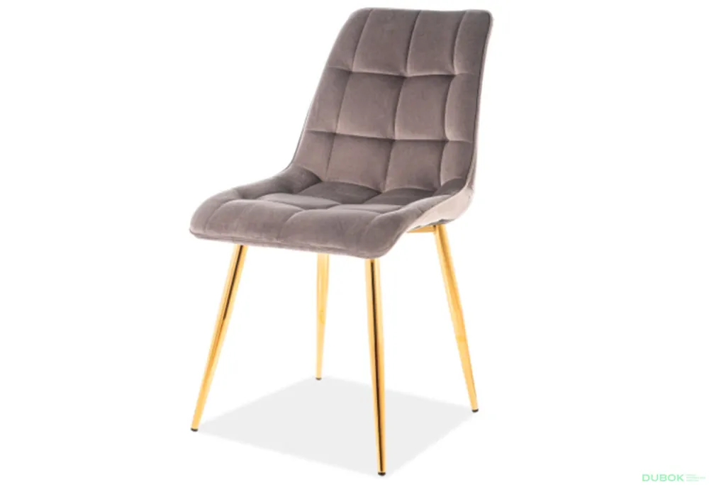 Židle Chic Velvet šedý Bluvel 14, zlatý kov Ihned K Objednání