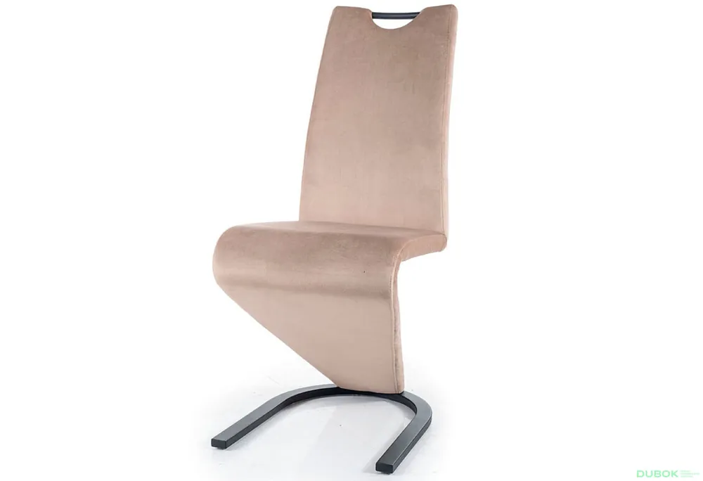 Židle H-090 Velvet tmavě béžový Bluvel 40, matná černá kov Originální