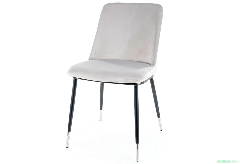 Židle Jill Velvet světle šedý Bluvel 03, kov černá / chrome Cenová Bomba