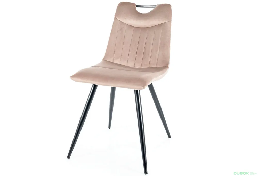 Autentický Židle Orfe Velvet tmavě béžový Bluvel 40, kov černá matná