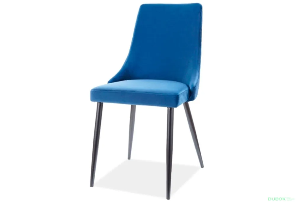 Pouze Dnes Židle Piano B Velvet tmavě modrá Bluvel 86, kov černá matná