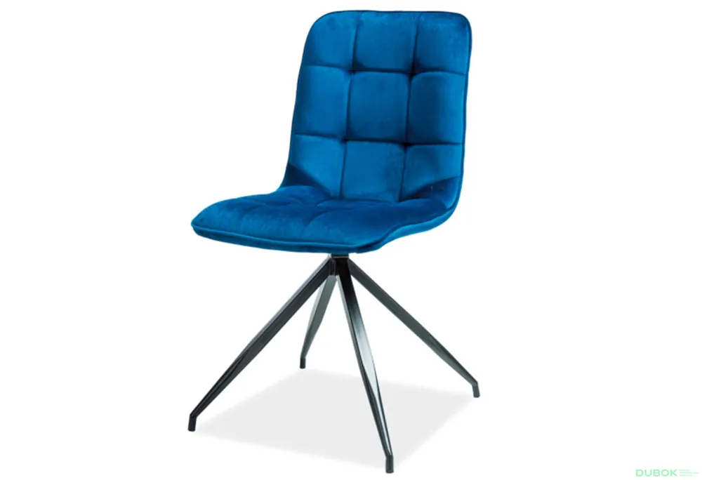 Židle Texo Velvet tmavě modrá Bluvel 86, matná černá kov Rychlé Dodání