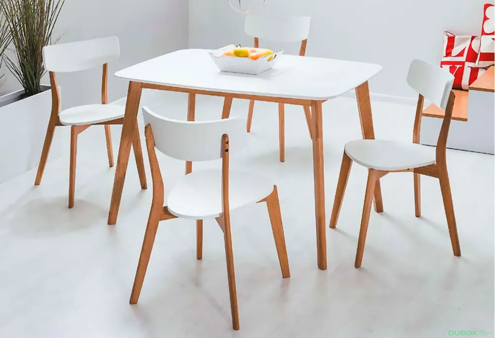 Kup Teď Stůl Mosso 120x75 + 4 židle Mosso, barva dub / bílý