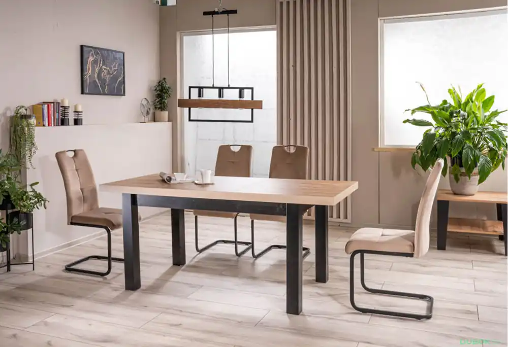 Stůl Presto 140(140+39+39)x80 czarny + 4 židle Axo Velvet béžový Bluvel 28 Akce
