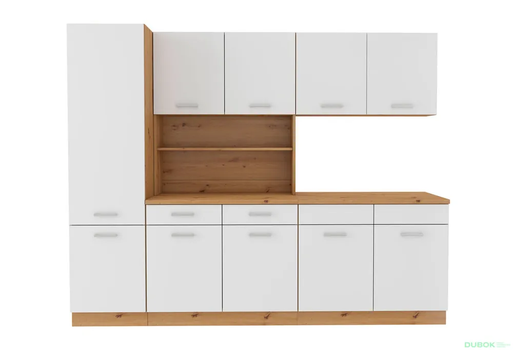 Výprodej Kuchyňská sestava 2.5 m Maria Artisan / Bílý, pracovní deska Artisan