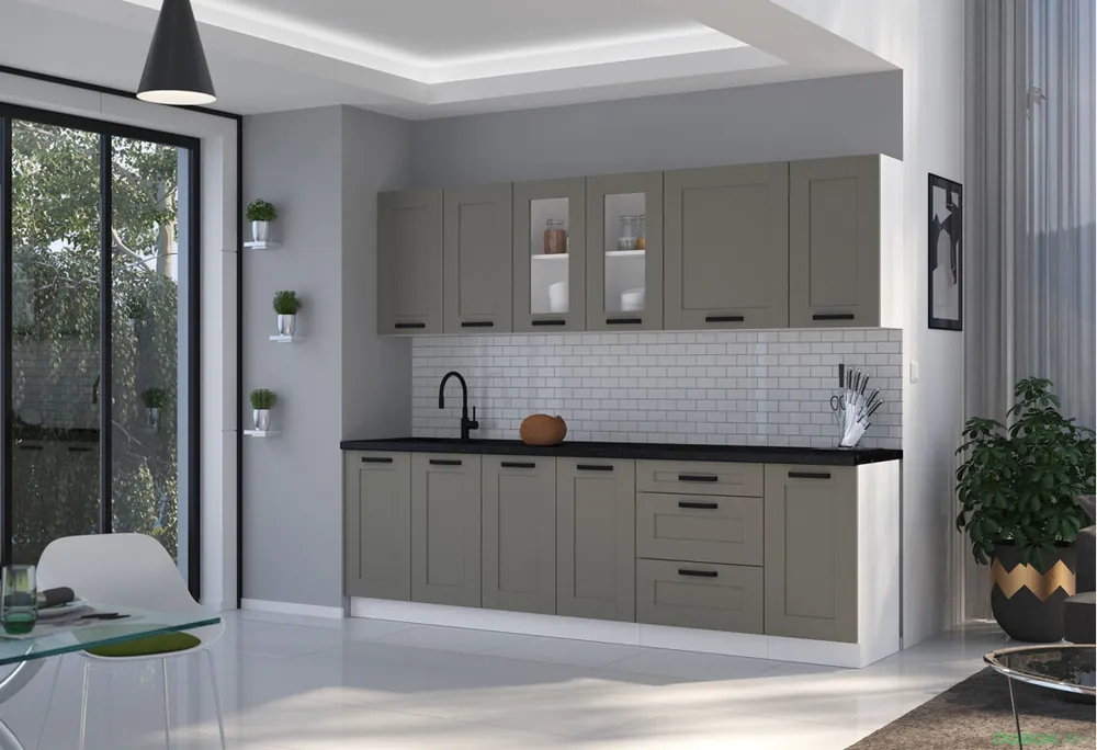 Kuchyňská sestava 2.6 m Luna bílý / clay grey Výhodná Nabídka