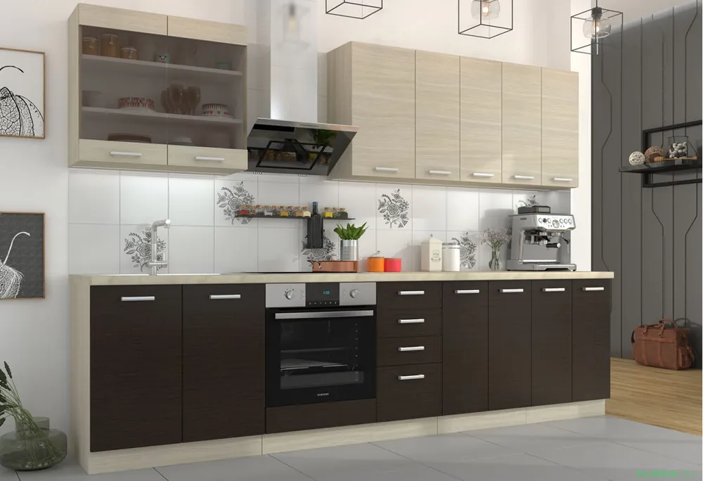 Tovární Cena Kuchyňská sestava 3.0 m Chamonix dub ferrara / tmavé legno