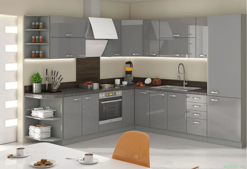 Modulární kuchyně Grey šedý platinový / šedý lesk Značkový