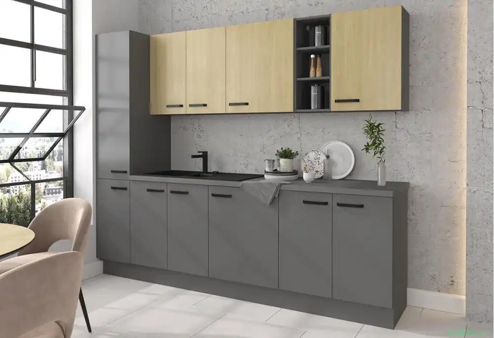 Rychlé Dodání Kuchyňská sestava 2.6 m (I) Nessa antracit / Scandi Storaz-Lempert