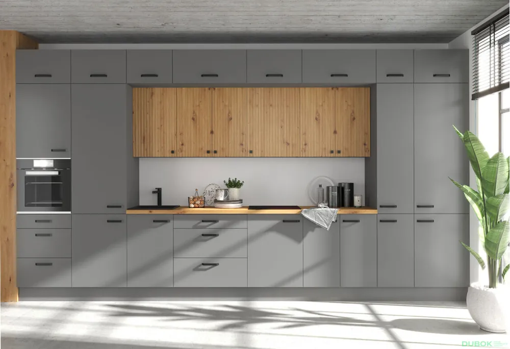 Kuchyňská sestava 4.9 m Ava antracit / dub artisan + Nessa antracit Storaz-Lempert Ověřený
