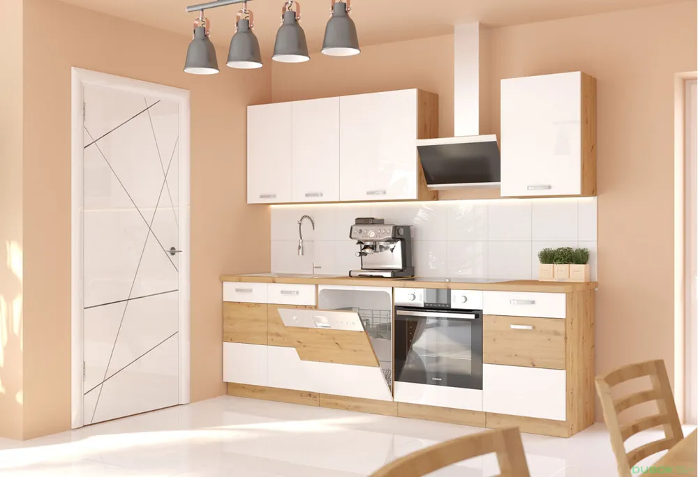 Autentický Kuchyňská sestava 2.5 m Artisan / bílý lesk
