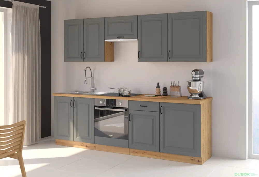Cenový Hit Kuchyňská sestava 2.5 m Stilo dub artisan / dust grey