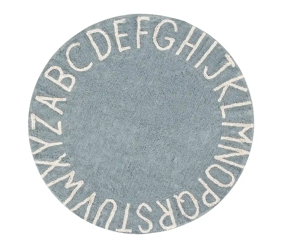 Hit Sezóny Ručně tkaný kusový koberec Round ABC Vintage Blue-Natural