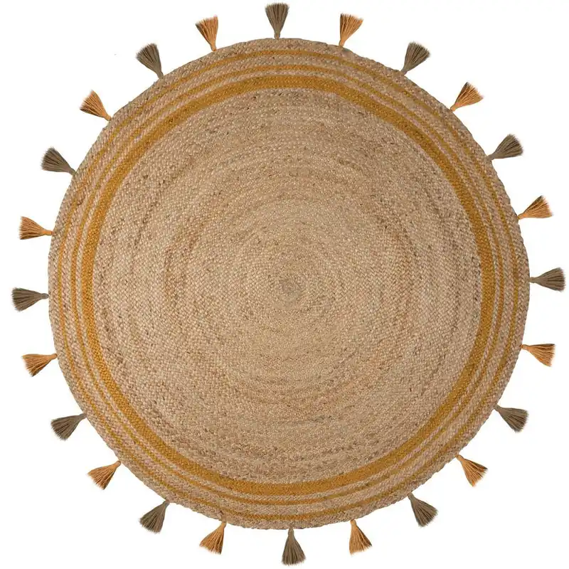Kusový koberec Lunara Jute Circle Ochre Akce