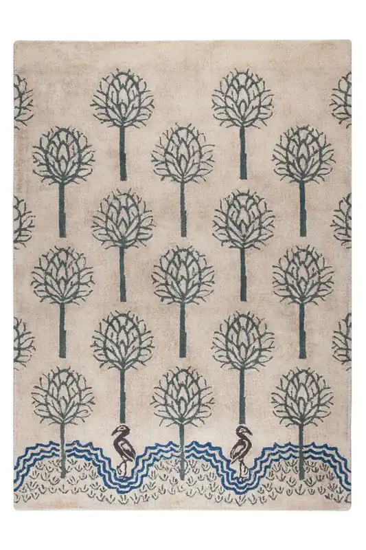 Finální Výprodej Rušně všívaný vlněný kusový koberec V&A Heron Natural/Blue