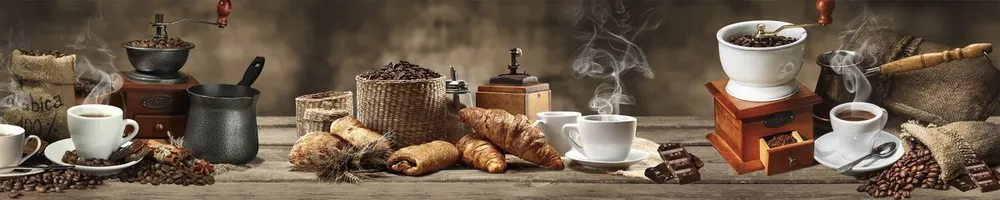 Kuchyňský panel ABS plast Coffee and Croissants 3000x600mm 1,5mm Must-Have
